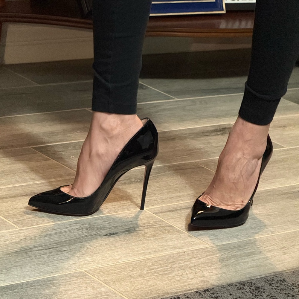 Christian Louboutin Pigalle Follies Black Patent Leather Heels - Picture 7 of 10